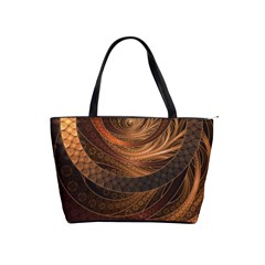 Brown, Bronze, Wicker, And Rattan Fractal Circles Shoulder Handbags by jayaprime