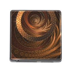 Brown, Bronze, Wicker, And Rattan Fractal Circles Memory Card Reader (square) by jayaprime