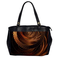 Brown, Bronze, Wicker, And Rattan Fractal Circles Office Handbags by jayaprime