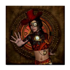 Steampunk, Wonderful Steampunk Lady Tile Coasters