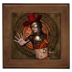 Steampunk, Wonderful Steampunk Lady Framed Tiles