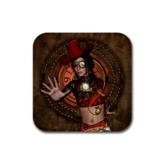 Steampunk, Wonderful Steampunk Lady Rubber Square Coaster (4 pack) 