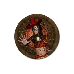 Steampunk, Wonderful Steampunk Lady Magnet 3  (round) by FantasyWorld7