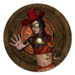 Steampunk, Wonderful Steampunk Lady Magnet 5  (round) by FantasyWorld7