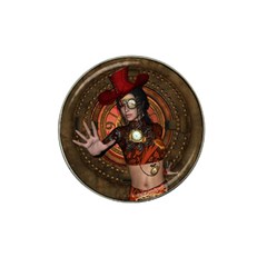 Steampunk, Wonderful Steampunk Lady Hat Clip Ball Marker