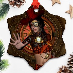 Steampunk, Wonderful Steampunk Lady Snowflake Ornament (Two Sides)