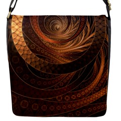 Brown, Bronze, Wicker, And Rattan Fractal Circles Flap Messenger Bag (s) by jayaprime