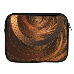 Brown, Bronze, Wicker, And Rattan Fractal Circles Apple Ipad 2/3/4 Zipper Cases by jayaprime