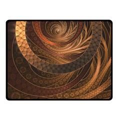 Brown, Bronze, Wicker, And Rattan Fractal Circles Double Sided Fleece Blanket (small)  by jayaprime