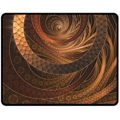 Brown, Bronze, Wicker, And Rattan Fractal Circles Double Sided Fleece Blanket (medium)  by jayaprime