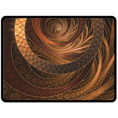 Brown, Bronze, Wicker, And Rattan Fractal Circles Double Sided Fleece Blanket (large)  by jayaprime