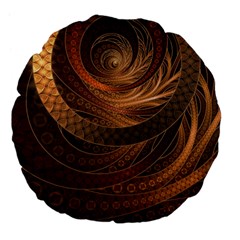 Brown, Bronze, Wicker, And Rattan Fractal Circles Large 18  Premium Flano Round Cushions by jayaprime