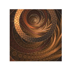 Brown, Bronze, Wicker, And Rattan Fractal Circles Small Satin Scarf (square) by jayaprime