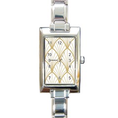 Art Deco, Beautiful,fan Pattern, Gold,white,vintage,1920 Era, Elegant,chic,vintage Rectangle Italian Charm Watch by NouveauDesign