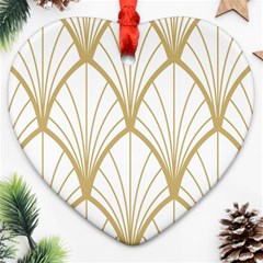 Art Deco, Beautiful,fan Pattern, Gold,white,vintage,1920 Era, Elegant,chic,vintage Ornament (heart) by NouveauDesign