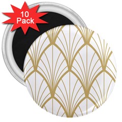 Art Deco, Beautiful,fan Pattern, Gold,white,vintage,1920 Era, Elegant,chic,vintage 3  Magnets (10 Pack)  by NouveauDesign