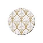 art deco, beautiful,fan pattern, gold,white,vintage,1920 era, elegant,chic,vintage Rubber Round Coaster (4 pack)  Front