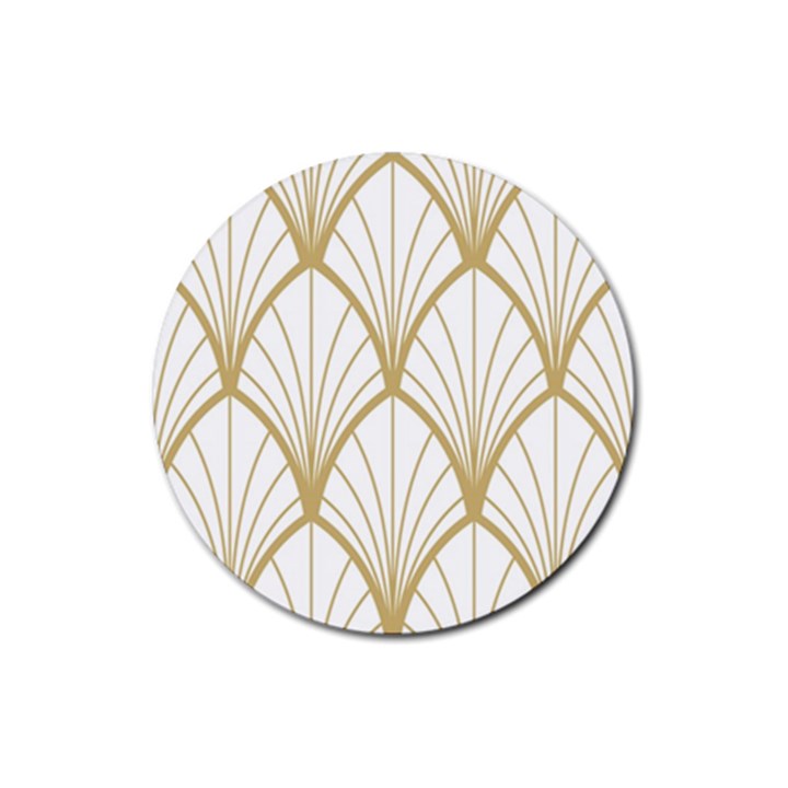 art deco, beautiful,fan pattern, gold,white,vintage,1920 era, elegant,chic,vintage Rubber Round Coaster (4 pack) 