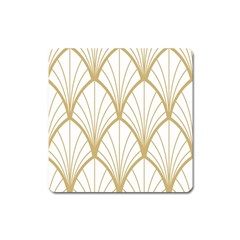 Art Deco, Beautiful,fan Pattern, Gold,white,vintage,1920 Era, Elegant,chic,vintage Square Magnet by NouveauDesign