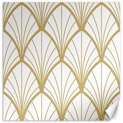 Art Deco, Beautiful,fan Pattern, Gold,white,vintage,1920 Era, Elegant,chic,vintage Canvas 12  X 12   by NouveauDesign