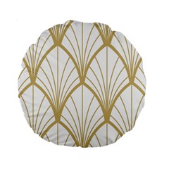 Art Deco, Beautiful,fan Pattern, Gold,white,vintage,1920 Era, Elegant,chic,vintage Standard 15  Premium Round Cushions by NouveauDesign