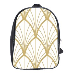 Art Deco, Beautiful,fan Pattern, Gold,white,vintage,1920 Era, Elegant,chic,vintage School Bag (xl) by NouveauDesign