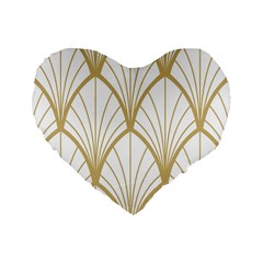 Art Deco, Beautiful,fan Pattern, Gold,white,vintage,1920 Era, Elegant,chic,vintage Standard 16  Premium Heart Shape Cushions by NouveauDesign