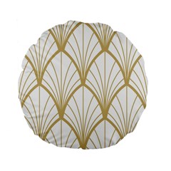 Art Deco, Beautiful,fan Pattern, Gold,white,vintage,1920 Era, Elegant,chic,vintage Standard 15  Premium Flano Round Cushions by NouveauDesign