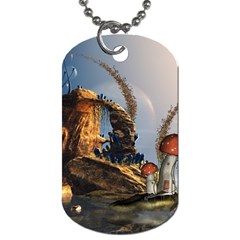 Wonderful Seascape With Mushroom House Dog Tag (one Side) by FantasyWorld7