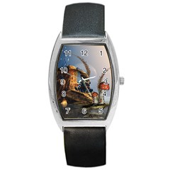 Wonderful Seascape With Mushroom House Barrel Style Metal Watch by FantasyWorld7