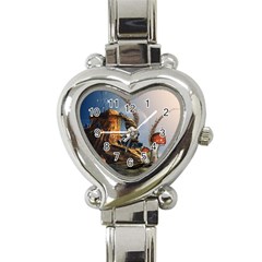 Wonderful Seascape With Mushroom House Heart Italian Charm Watch by FantasyWorld7