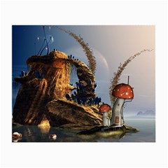 Wonderful Seascape With Mushroom House Small Glasses Cloth by FantasyWorld7