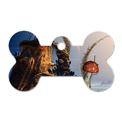 Wonderful Seascape With Mushroom House Dog Tag Bone (two Sides) by FantasyWorld7