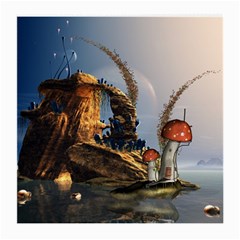 Wonderful Seascape With Mushroom House Medium Glasses Cloth by FantasyWorld7