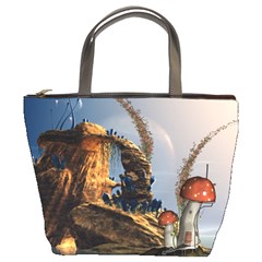 Wonderful Seascape With Mushroom House Bucket Bags by FantasyWorld7