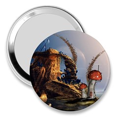 Wonderful Seascape With Mushroom House 3  Handbag Mirrors by FantasyWorld7