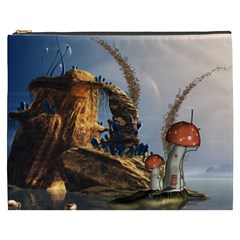 Wonderful Seascape With Mushroom House Cosmetic Bag (xxxl)  by FantasyWorld7