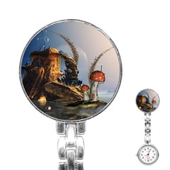 Wonderful Seascape With Mushroom House Stainless Steel Nurses Watch by FantasyWorld7