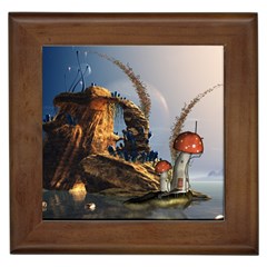 Wonderful Seascape With Mushroom House Framed Tiles by FantasyWorld7