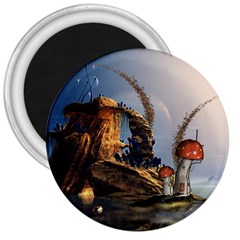 Wonderful Seascape With Mushroom House 3  Magnets by FantasyWorld7