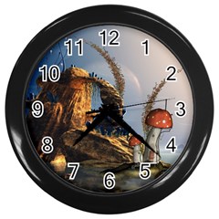 Wonderful Seascape With Mushroom House Wall Clocks (black) by FantasyWorld7