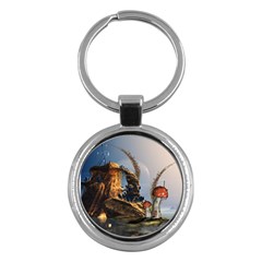 Wonderful Seascape With Mushroom House Key Chains (round)  by FantasyWorld7