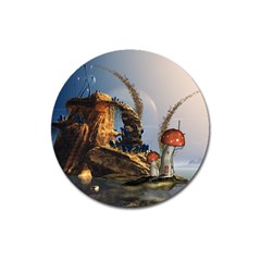 Wonderful Seascape With Mushroom House Magnet 3  (round) by FantasyWorld7