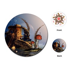 Wonderful Seascape With Mushroom House Playing Cards (round)  by FantasyWorld7