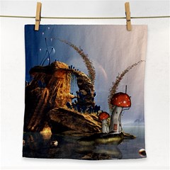 Wonderful Seascape With Mushroom House Face Towel by FantasyWorld7