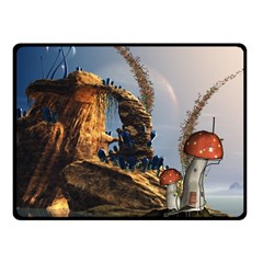 Wonderful Seascape With Mushroom House Fleece Blanket (small) by FantasyWorld7