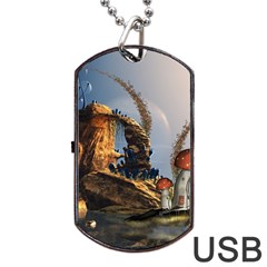 Wonderful Seascape With Mushroom House Dog Tag Usb Flash (one Side) by FantasyWorld7