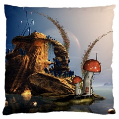 Wonderful Seascape With Mushroom House Large Cushion Case (one Side) by FantasyWorld7