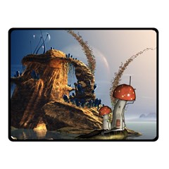 Wonderful Seascape With Mushroom House Double Sided Fleece Blanket (small)  by FantasyWorld7