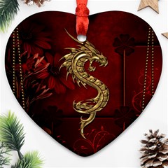 Wonderful Mystical Dragon, Vintage Ornament (heart) by FantasyWorld7